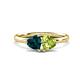 1 - Francesca 1.95 ctw Heart Shape (6.00 mm) London Blue Topaz & Peridot Toi Et Moi Engagement Ring 