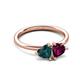 3 - Francesca 2.10 ctw Heart Shape (6.00 mm) London Blue Topaz & Rhodolite Garnet Toi Et Moi Engagement Ring 