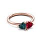 3 - Francesca 1.80 ctw Heart Shape (6.00 mm) London Blue Topaz & Lab Created Ruby Toi Et Moi Engagement Ring 