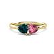 1 - Francesca 1.80 ctw Heart Shape (6.00 mm) London Blue Topaz & Pink Tourmaline Toi Et Moi Engagement Ring 