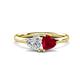 1 - Francesca 1.50 ctw Heart Shape (6.00 mm) Moissanite & Lab Created Ruby Toi Et Moi Engagement Ring 