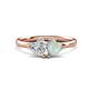 1 - Francesca 1.15 ctw Heart Shape (6.00 mm) Moissanite & Opal Toi Et Moi Engagement Ring 