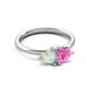 3 - Francesca 1.35 ctw Heart Shape (6.00 mm) Opal & Lab Created Pink Sapphire Toi Et Moi Engagement Ring 