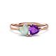 1 - Francesca 1.13 ctw Heart Shape (6.00 mm) Opal & Amethyst Toi Et Moi Engagement Ring 