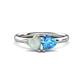1 - Francesca 1.45 ctw Heart Shape (6.00 mm) Opal & Blue Topaz Toi Et Moi Engagement Ring 