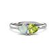 1 - Francesca 1.40 ctw Heart Shape (6.00 mm) Opal & Peridot Toi Et Moi Engagement Ring 