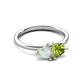 3 - Francesca 1.40 ctw Heart Shape (6.00 mm) Opal & Peridot Toi Et Moi Engagement Ring 