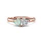 1 - Francesca 1.15 ctw Heart Shape (6.00 mm) Opal & Moissanite Toi Et Moi Engagement Ring 