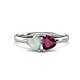 1 - Francesca 1.55 ctw Heart Shape (6.00 mm) Opal & Rhodolite Garnet Toi Et Moi Engagement Ring 
