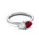 3 - Francesca 1.25 ctw Heart Shape (6.00 mm) Opal & Lab Created Ruby Toi Et Moi Engagement Ring 