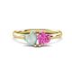 1 - Francesca 1.35 ctw Heart Shape (6.00 mm) Opal & Lab Created Pink Sapphire Toi Et Moi Engagement Ring 