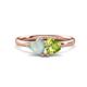 1 - Francesca 1.40 ctw Heart Shape (6.00 mm) Opal & Peridot Toi Et Moi Engagement Ring 