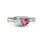 1 - Francesca 1.25 ctw Heart Shape (6.00 mm) Opal & Pink Tourmaline Toi Et Moi Engagement Ring 