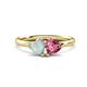 1 - Francesca 1.25 ctw Heart Shape (6.00 mm) Opal & Pink Tourmaline Toi Et Moi Engagement Ring 