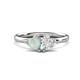 1 - Francesca 1.35 ctw Heart Shape (6.00 mm) Opal & Lab Created White Sapphire Toi Et Moi Engagement Ring 