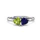 1 - Francesca 1.85 ctw Heart Shape (6.00 mm) Peridot & Lab Created Blue Sapphire Toi Et Moi Engagement Ring 