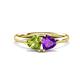 1 - Francesca 1.63 ctw Heart Shape (6.00 mm) Peridot & Amethyst Toi Et Moi Engagement Ring 