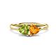 1 - Francesca 1.63 ctw Heart Shape (6.00 mm) Peridot & Citrine Toi Et Moi Engagement Ring 