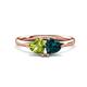 1 - Francesca 1.95 ctw Heart Shape (6.00 mm) Peridot & London Blue Topaz Toi Et Moi Engagement Ring 