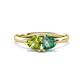 1 - Francesca 1.70 ctw Heart Shape (6.00 mm) Peridot & Lab Created Alexandrite Toi Et Moi Engagement Ring 