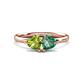 1 - Francesca 1.70 ctw Heart Shape (6.00 mm) Peridot & Lab Created Alexandrite Toi Et Moi Engagement Ring 