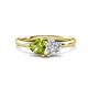 1 - Francesca 1.65 ctw Heart Shape (6.00 mm) Peridot & Moissanite Toi Et Moi Engagement Ring 