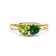 1 - Francesca 1.70 ctw Heart Shape (6.00 mm) Peridot & Lab Created Emerald Toi Et Moi Engagement Ring 