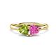 1 - Francesca 1.85 ctw Heart Shape (6.00 mm) Peridot & Lab Created Pink Sapphire Toi Et Moi Engagement Ring 