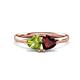 1 - Francesca 1.90 ctw Heart Shape (6.00 mm) Peridot & Red Garnet Toi Et Moi Engagement Ring 