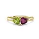 1 - Francesca 2.05 ctw Heart Shape (6.00 mm) Peridot & Rhodolite Garnet Toi Et Moi Engagement Ring 