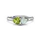1 - Francesca 1.40 ctw Heart Shape (6.00 mm) Peridot & Opal Toi Et Moi Engagement Ring 