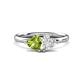 1 - Francesca 1.85 ctw Heart Shape (6.00 mm) Peridot & Lab Created White Sapphire Toi Et Moi Engagement Ring 