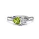 1 - Francesca 1.80 ctw Heart Shape (6.00 mm) Peridot & IGI Certified Lab Grown Diamond Toi Et Moi Engagement Ring 