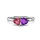 1 - Francesca 1.48 ctw Heart Shape (6.00 mm) Pink Tourmaline & Amethyst Toi Et Moi Engagement Ring 