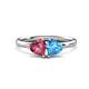 1 - Francesca 1.80 ctw Heart Shape (6.00 mm) Pink Tourmaline & Blue Topaz Toi Et Moi Engagement Ring 