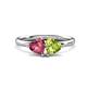 1 - Francesca 1.75 ctw Heart Shape (6.00 mm) Pink Tourmaline & Peridot Toi Et Moi Engagement Ring 