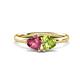 1 - Francesca 1.75 ctw Heart Shape (6.00 mm) Pink Tourmaline & Peridot Toi Et Moi Engagement Ring 