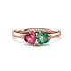 1 - Francesca 1.55 ctw Heart Shape (6.00 mm) Pink Tourmaline & Lab Created Alexandrite Toi Et Moi Engagement Ring 