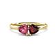 1 - Francesca 1.75 ctw Heart Shape (6.00 mm) Pink Tourmaline & Red Garnet Toi Et Moi Engagement Ring 