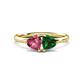 1 - Francesca 1.55 ctw Heart Shape (6.00 mm) Pink Tourmaline & Lab Created Emerald Toi Et Moi Engagement Ring 