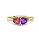 1 - Francesca 1.48 ctw Heart Shape (6.00 mm) Pink Tourmaline & Amethyst Toi Et Moi Engagement Ring 