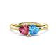 1 - Francesca 1.80 ctw Heart Shape (6.00 mm) Pink Tourmaline & Blue Topaz Toi Et Moi Engagement Ring 