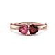 1 - Francesca 1.75 ctw Heart Shape (6.00 mm) Pink Tourmaline & Red Garnet Toi Et Moi Engagement Ring 