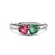 1 - Francesca 1.55 ctw Heart Shape (6.00 mm) Pink Tourmaline & Lab Created Alexandrite Toi Et Moi Engagement Ring 