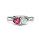 1 - Francesca 1.25 ctw Heart Shape (6.00 mm) Pink Tourmaline & Opal Toi Et Moi Engagement Ring 