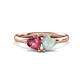 1 - Francesca 1.25 ctw Heart Shape (6.00 mm) Pink Tourmaline & Opal Toi Et Moi Engagement Ring 