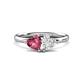 1 - Francesca 1.70 ctw Heart Shape (6.00 mm) Pink Tourmaline & Lab Created White Sapphire Toi Et Moi Engagement Ring 