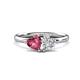 1 - Francesca 1.65 ctw Heart Shape (6.00 mm) Pink Tourmaline & IGI Certified Lab Grown Diamond Toi Et Moi Engagement Ring 