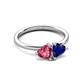 3 - Francesca 1.70 ctw Heart Shape (6.00 mm) Pink Tourmaline & Lab Created Blue Sapphire Toi Et Moi Engagement Ring 