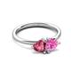 3 - Francesca 1.70 ctw Heart Shape (6.00 mm) Pink Tourmaline & Lab Created Pink Sapphire Toi Et Moi Engagement Ring 